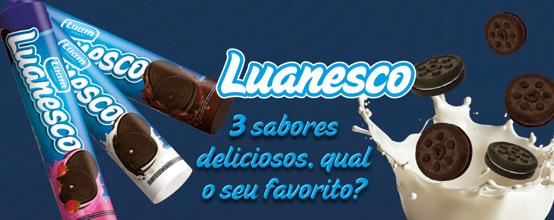 Biscoitos recheados Luanesco Luam com leite